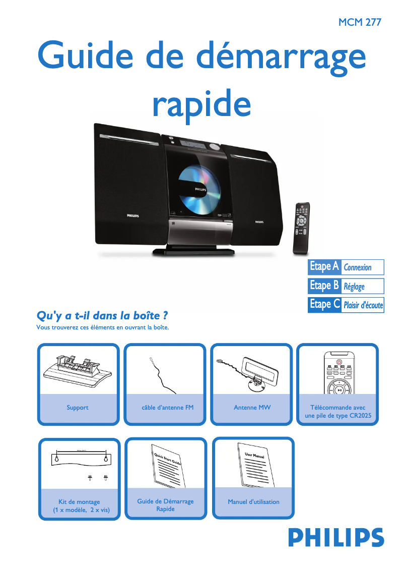 Page n°1 - Guide de démarrage rapide Philips MCM277