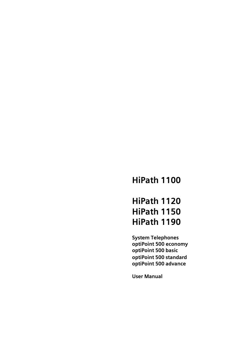 Page n°1 - Manuel utilisateur Siemens HiPath 1120