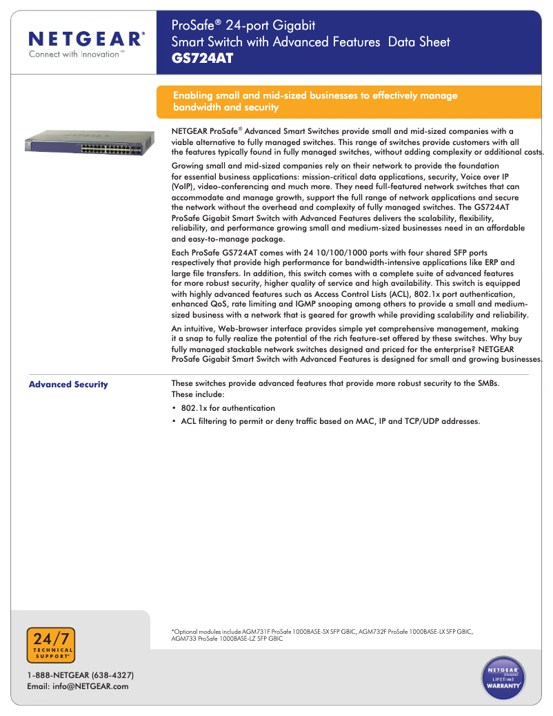 Page n°1 - Fiche technique Netgear GS724AT