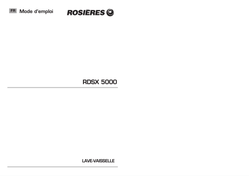Page 1 de la notice Manuel utilisateur Rosieres RDSX 5000