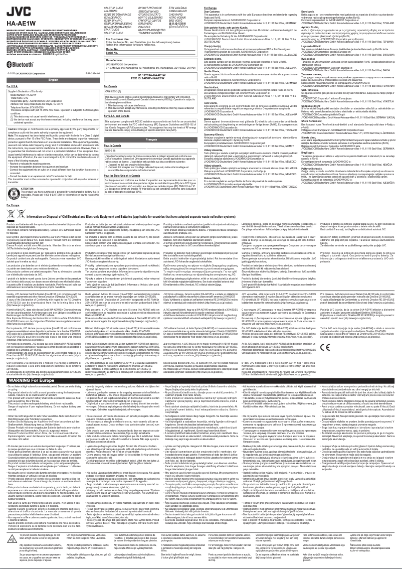 Page n°1 - Manuel utilisateur JVC HA-AE1W