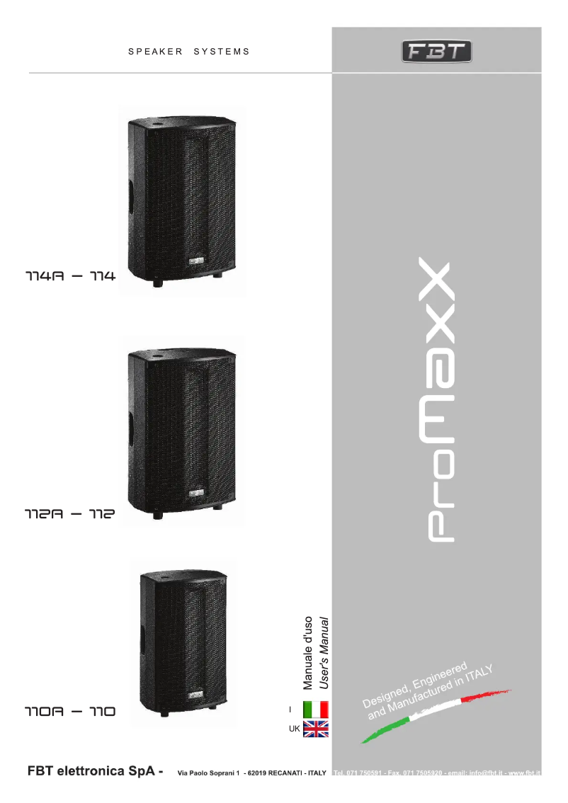 Page n°1 - Manuel utilisateur FBT ProMaxX 114A