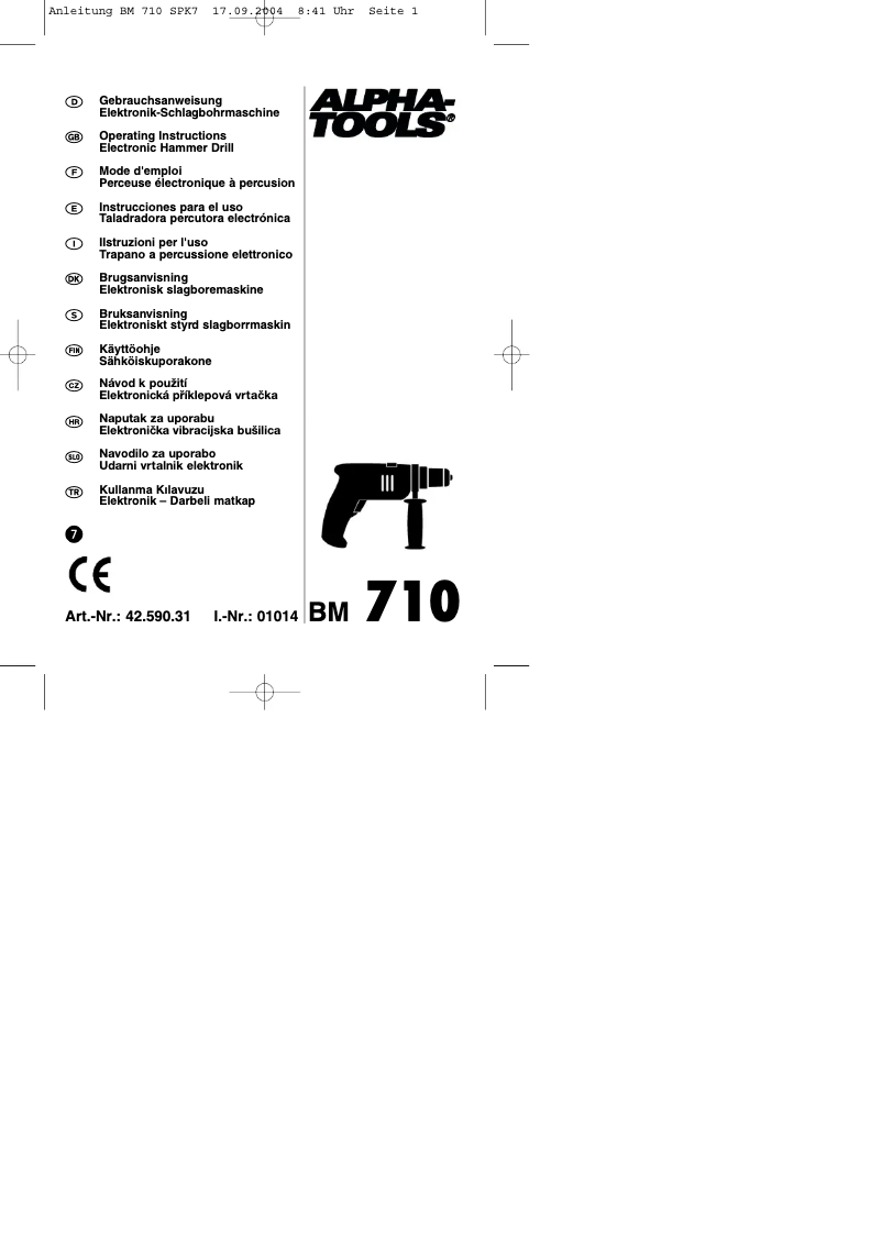 Image de la première page du manuel de l'appareil BM 710