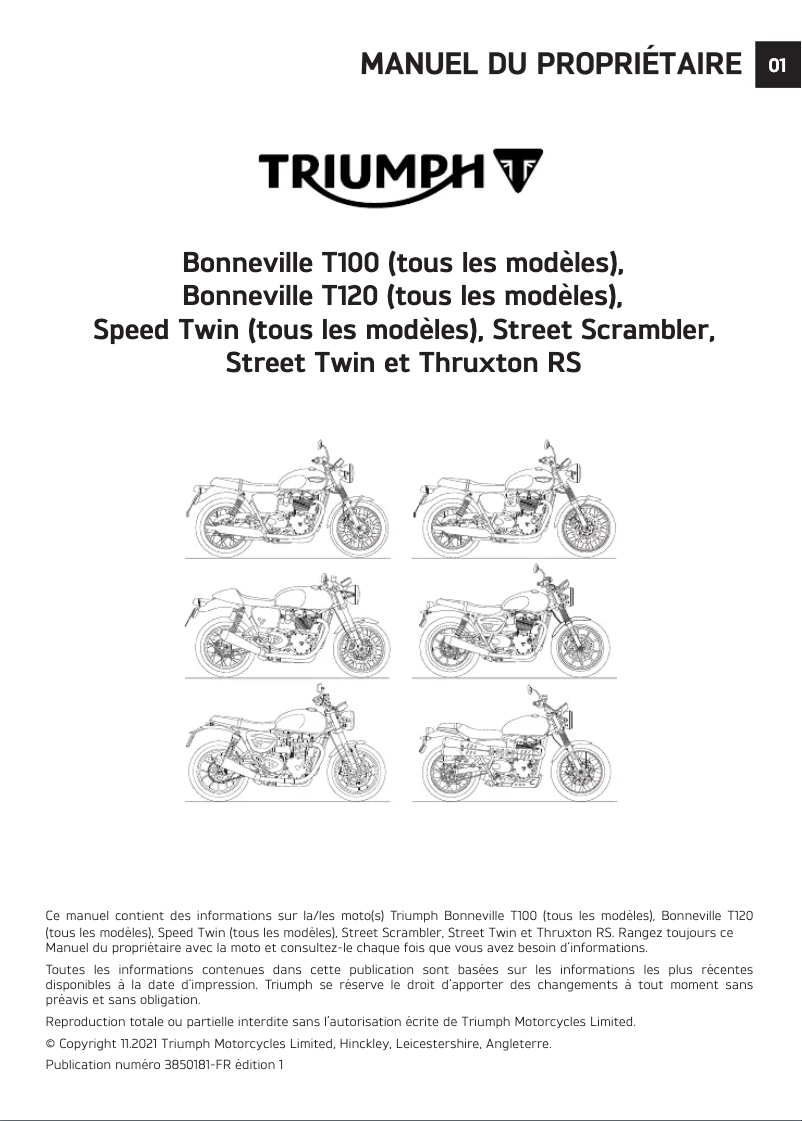 Page 1 de la notice Manuel utilisateur Triumph Speed Twin Breitling (2023)