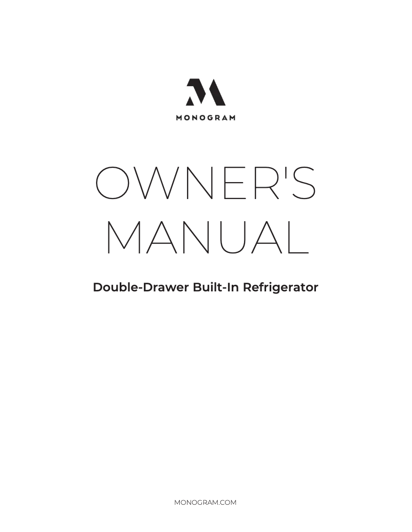 Page 1 de la notice Manuel d'utilisation et d'entretien Monogram ZIDI240HII