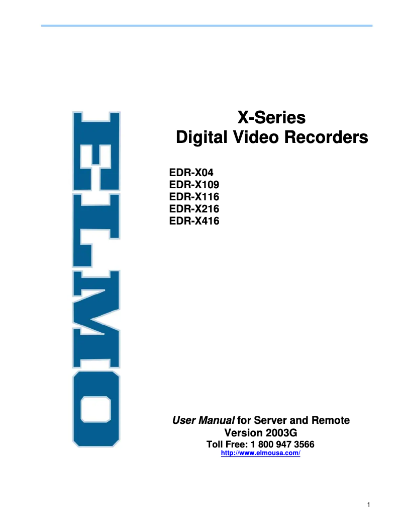 Page 1 de la notice Manuel utilisateur Elmo DVR2003G