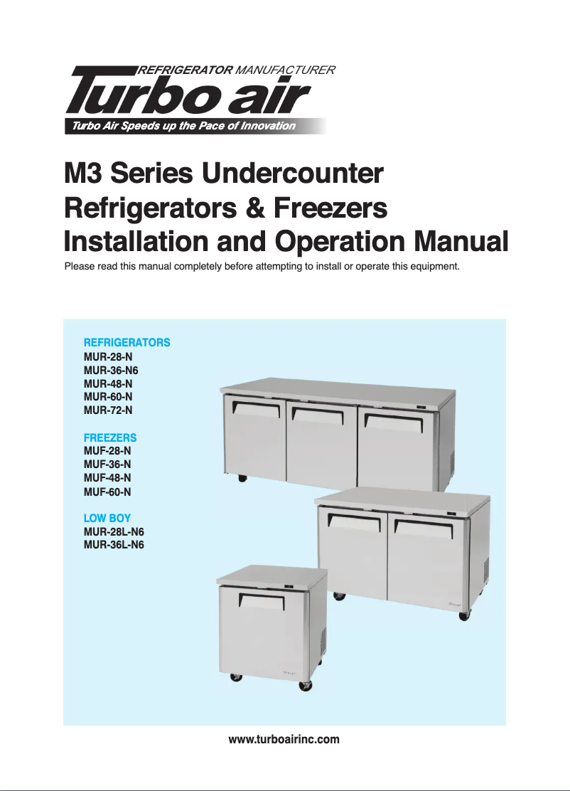 Page 1 de la notice Manuel utilisateur Turbo air MUF-48