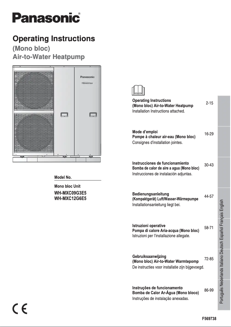 Page 1 de la notice Manuel utilisateur Panasonic WH-MXC12G6E5