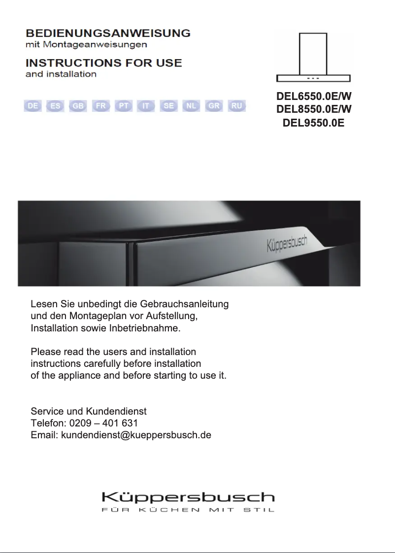 Image de la première page du manuel de l'appareil DEL6550.0W