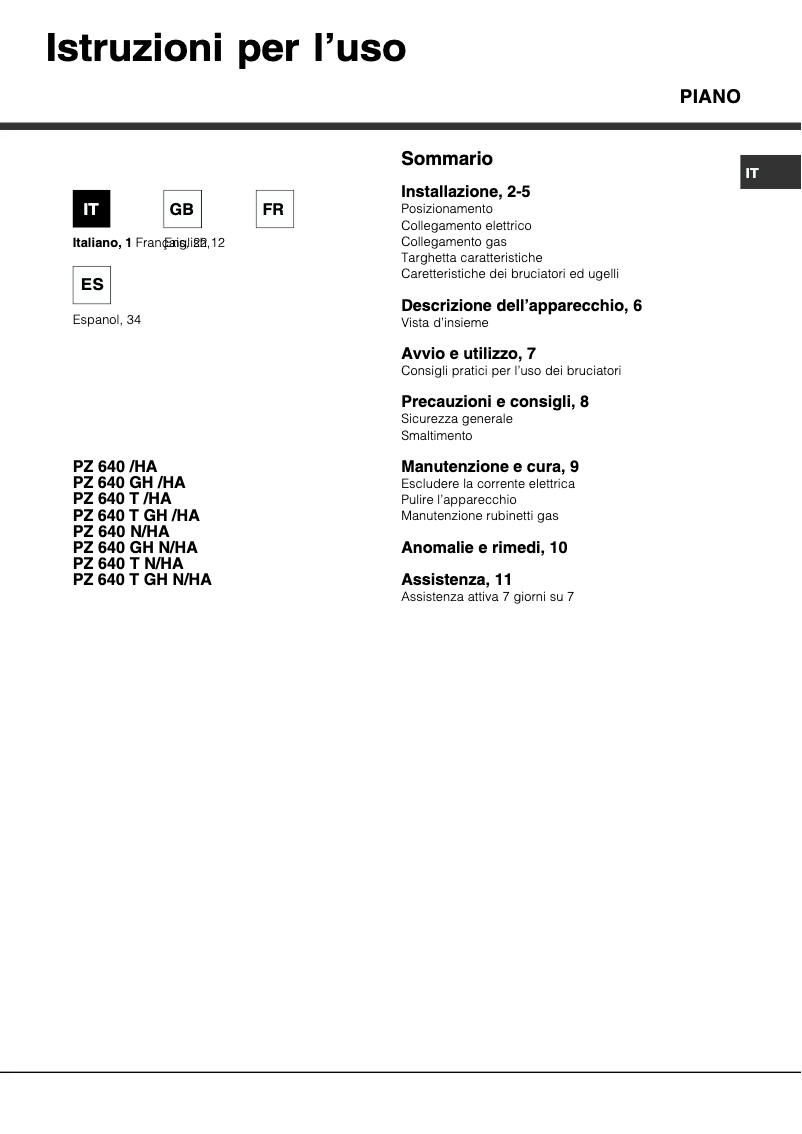 Image de la première page du manuel de l'appareil PZ 640 GH K/HA