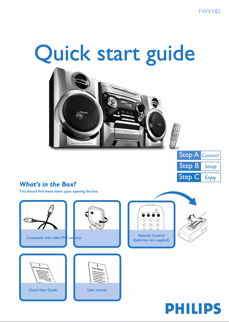 Page n°1 - Guide de démarrage rapide Philips FWV182