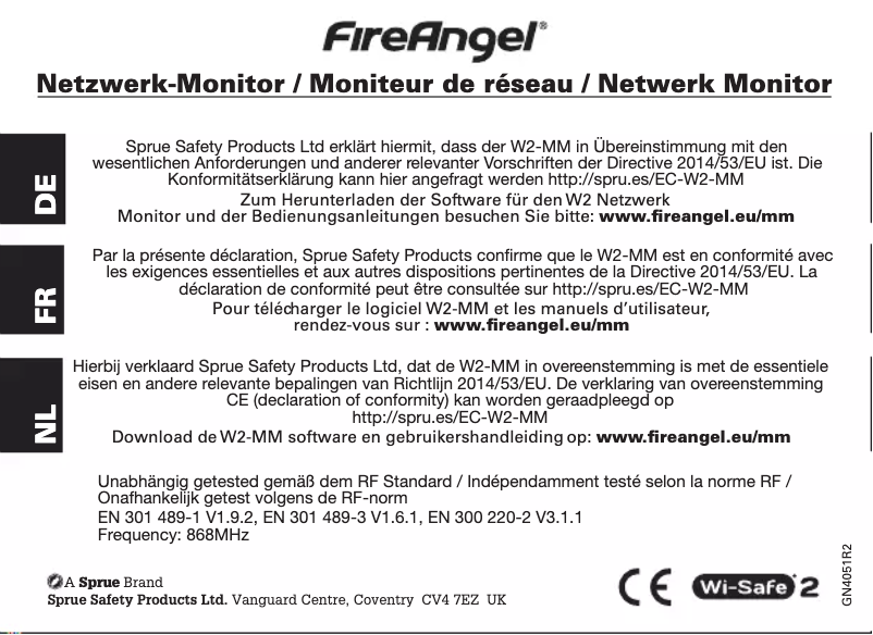 Page 1 de la notice Manuel utilisateur FireAngel W2-MM