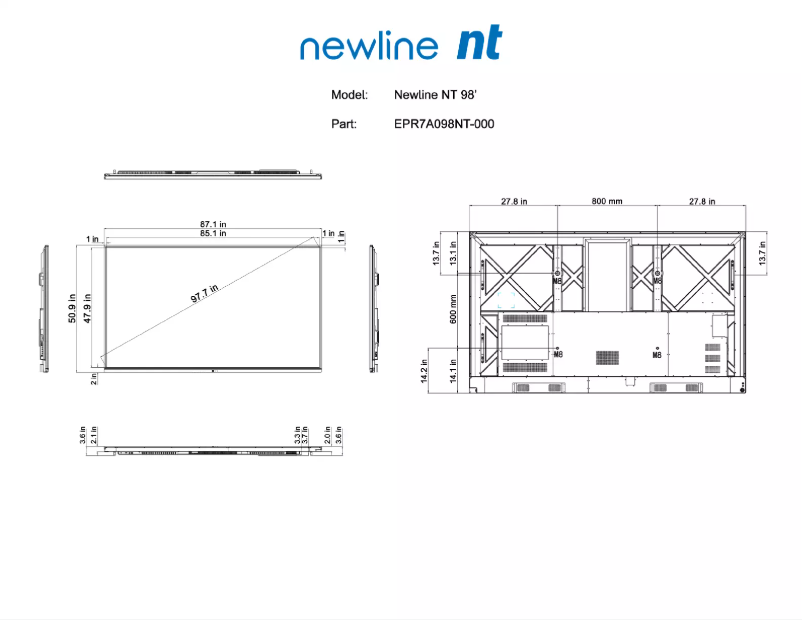 Page n°1 - Dessin technique Newline EPR7A098NT-000