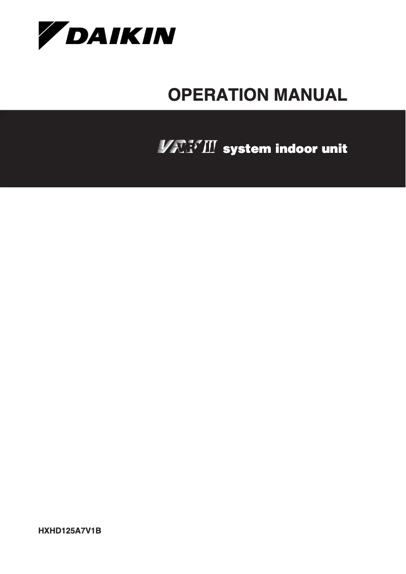 Image de la première page du manuel de l'appareil VRVIII