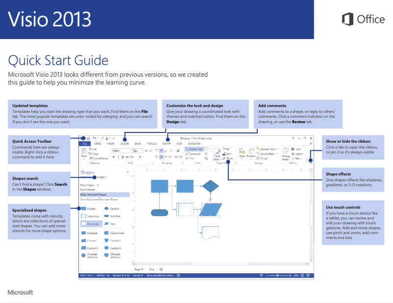 Page 1 de la notice Manuel utilisateur Microsoft Visio 2013
