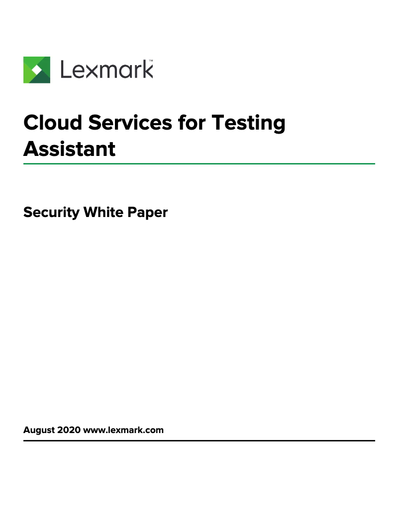 Page 1 de la notice Instructions de sécurité Lexmark Testing Assistant