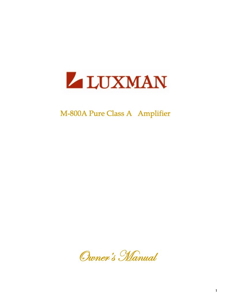 Page 1 de la notice Manuel utilisateur Luxman M-800A