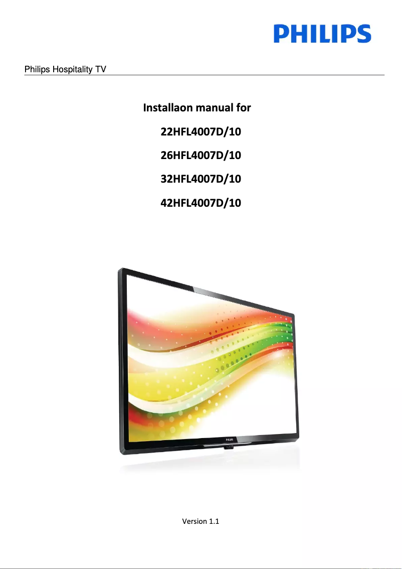 Page n°1 - Guide d'installation Philips 42HFL4007D