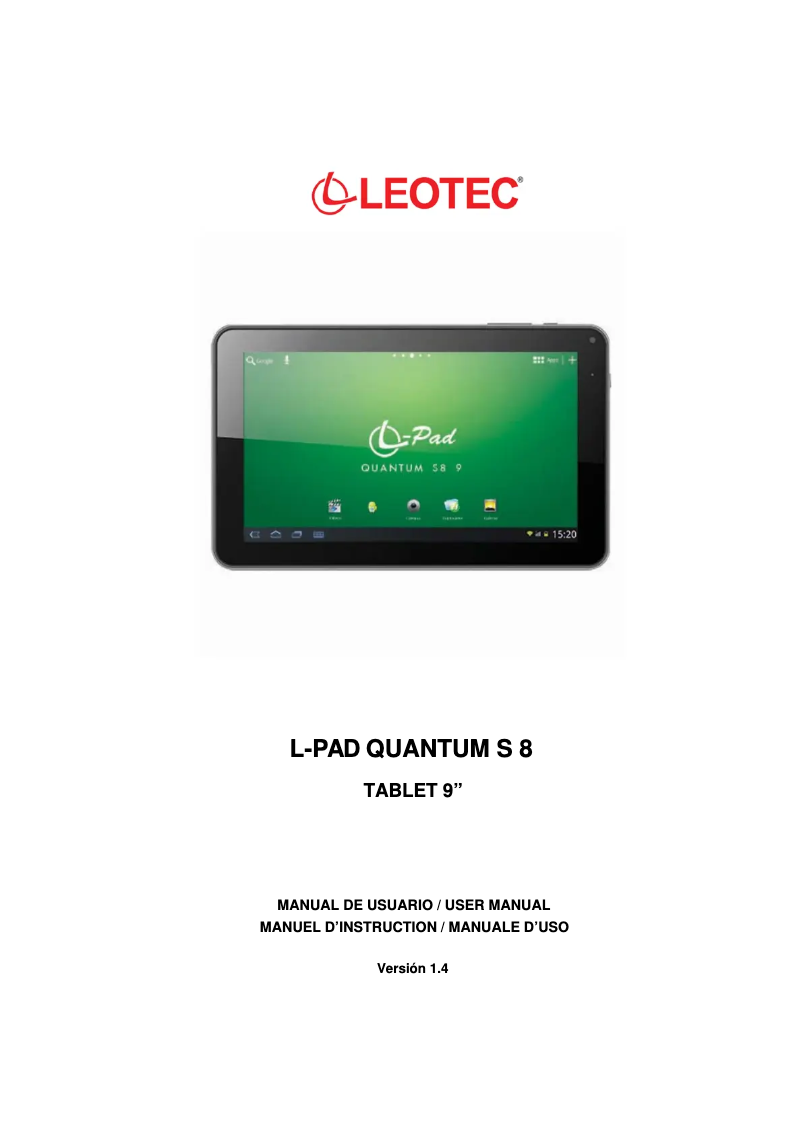 Page 1 de la notice Manuel utilisateur Leotec L-Pad Quantum S 8 LETAB908