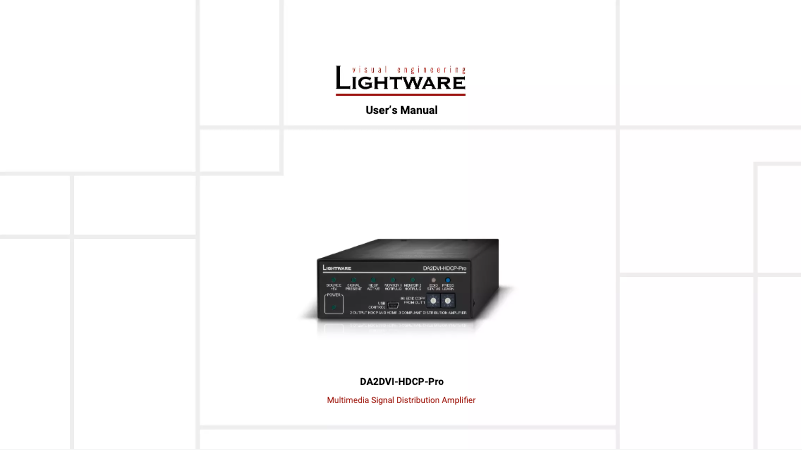 Page n°1 - Manuel utilisateur Lightware DA2DVI-HDCP-Pro