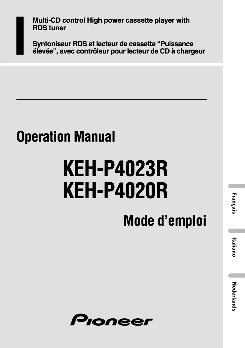 Page n°1 - Manuel utilisateur Pioneer KEH-P4020R