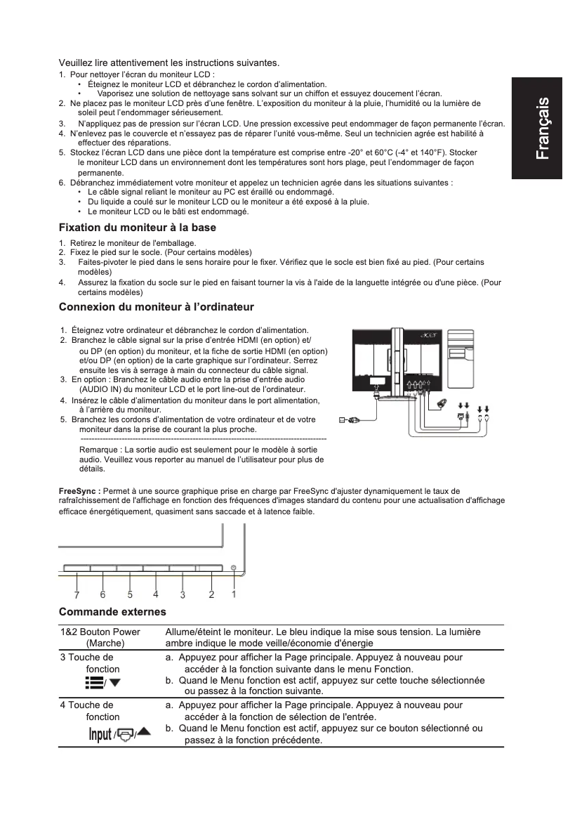 Page n°1 - Manuel utilisateur Acer XF240Q