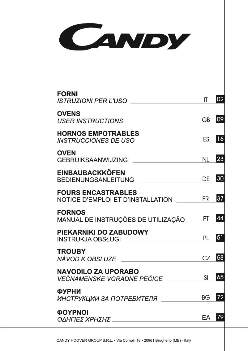 Page n°1 - Manuel utilisateur Candy FCC604AV/E
