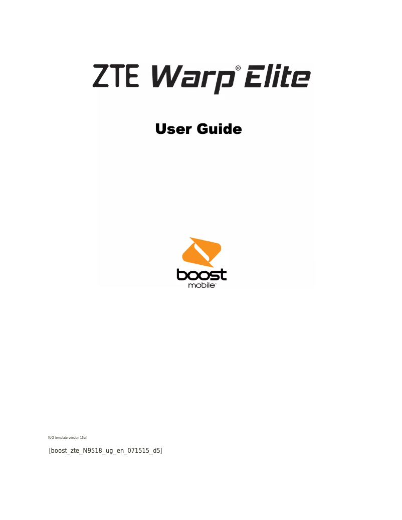 Page 1 de la notice Manuel utilisateur ZTE Warp Elite