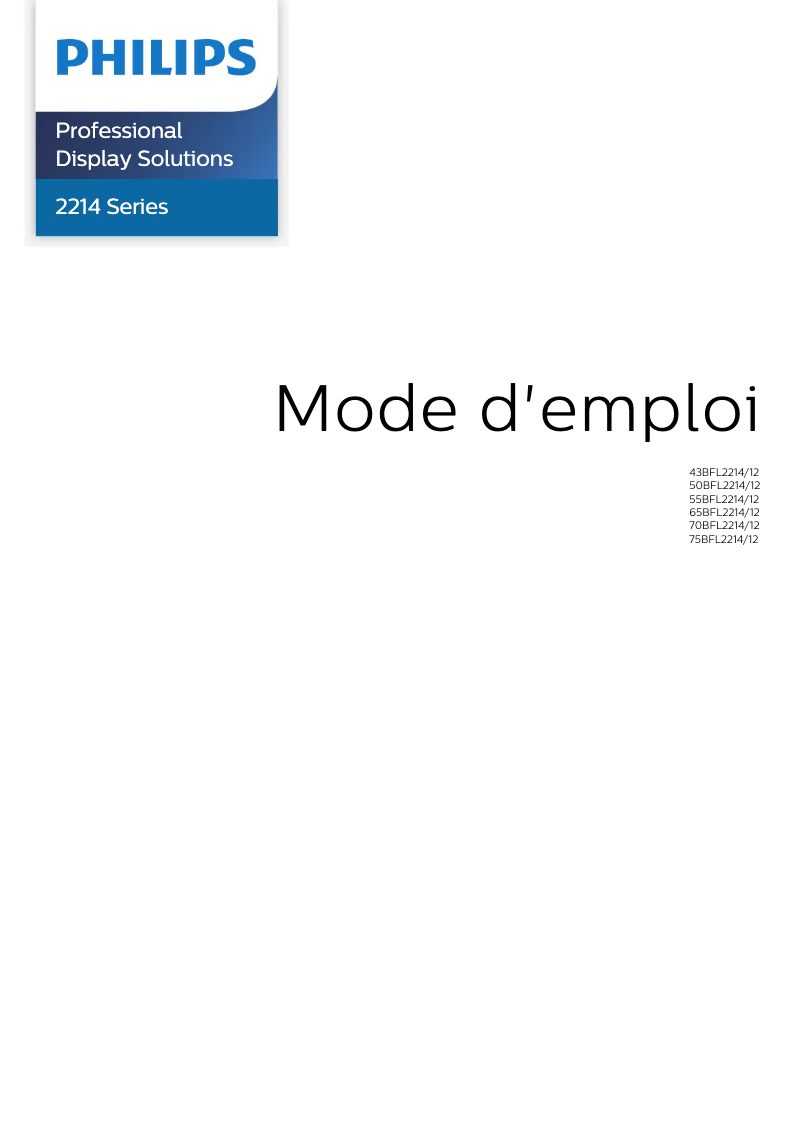 Page n°1 - Manuel utilisateur Philips 43BFL2214