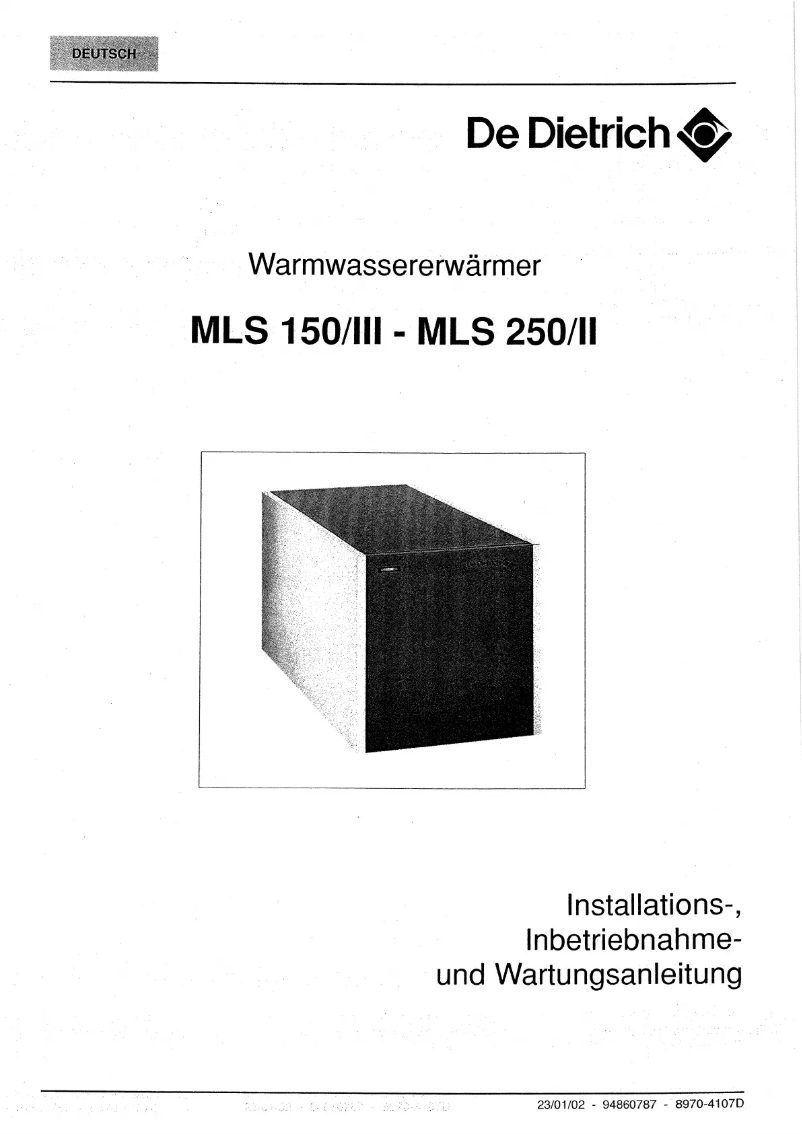 Page n°1 - Manuel utilisateur De Dietrich MLS 150/III