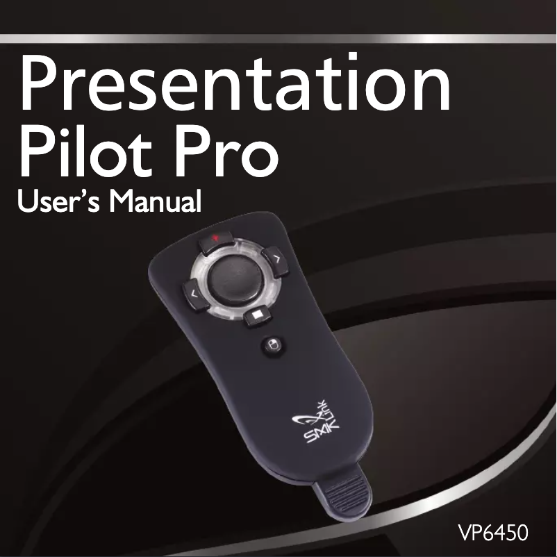 Image de la première page du manuel de l'appareil Presentation Pilot Pro VP6450