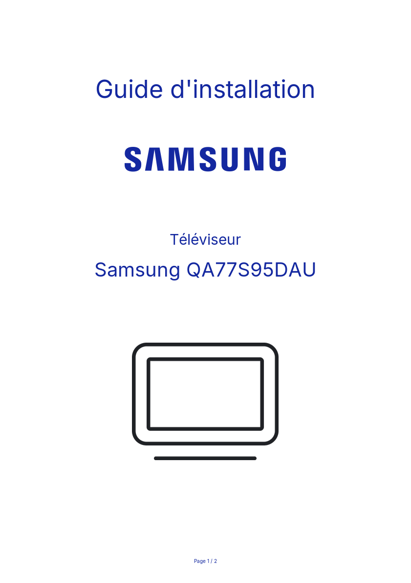 Page n°1 - Guide d'installation Samsung QA77S95DAU