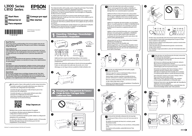 Page n°1 - Guide d'installation Epson L3100
