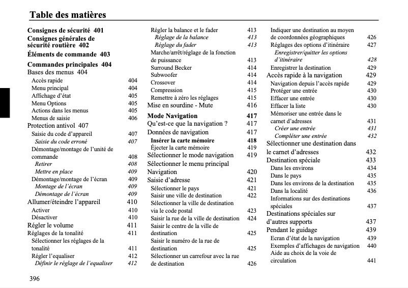 Página 1 del manual Manual de usuario Becker Cascade 7944