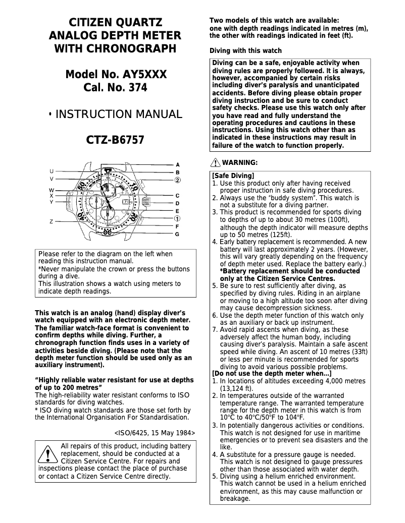 Image de la première page du manuel de l'appareil Cal 3745