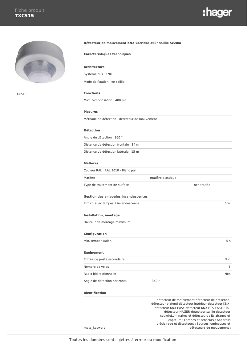 Image de la première page du manuel de l'appareil TXC515