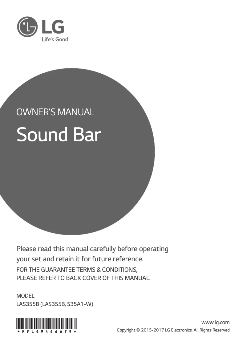 Page 1 de la notice Manuel utilisateur LG LAS355B