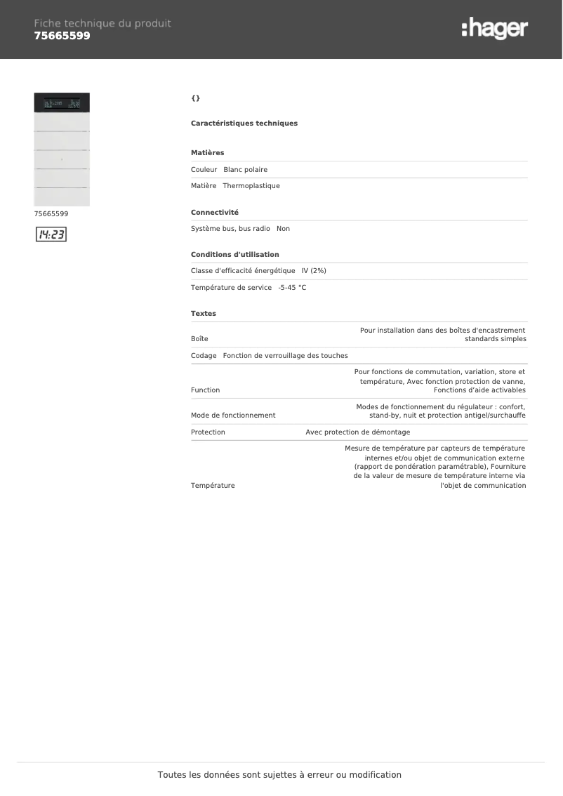 Image de la première page du manuel de l'appareil 75665599