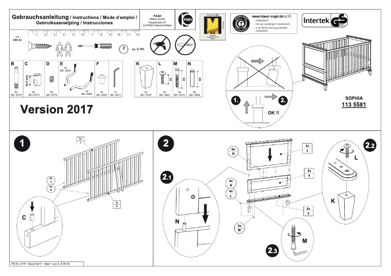 Page n°1 - Manuel utilisateur Paidi Sophia