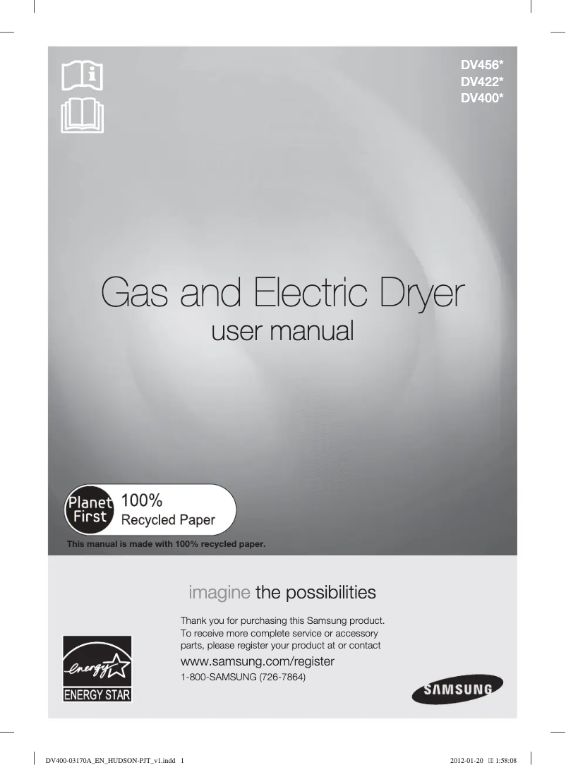 Page n°1 - Manuel d'utilisation et d'entretien Samsung DV400EWHDWR