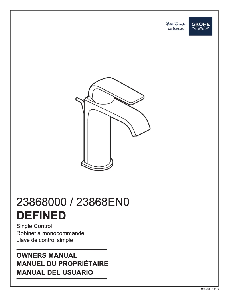 Page n°1 - Manuel utilisateur Grohe Defined 23868EN0