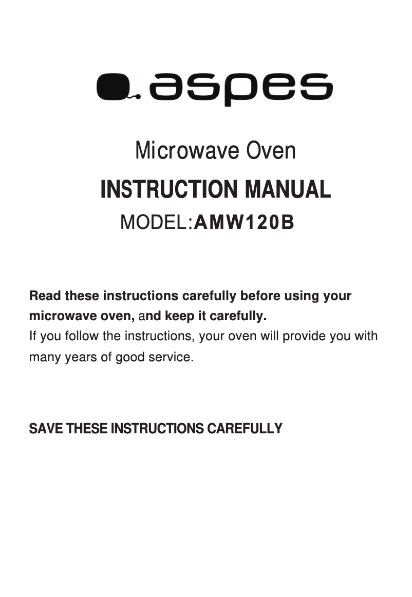 Page 1 de la notice Manuel utilisateur Aspes AMW120B