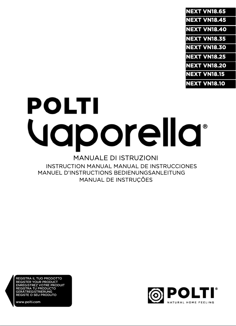 Image de la première page du manuel de l'appareil Vaporella Next VN18.40
