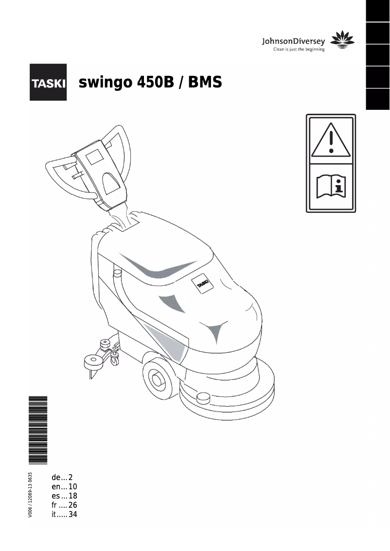 Page n°1 - Manuel utilisateur Taski Swingo 450B