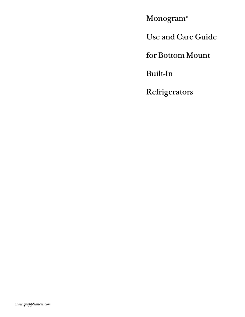 Page 1 de la notice Manuel d'utilisation et d'entretien GE ZICS36NARH