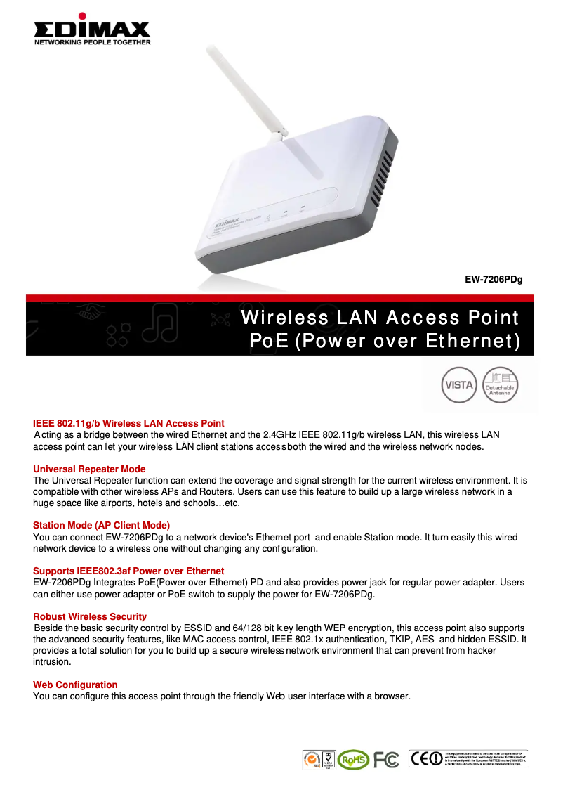 Image de la première page du manuel de l'appareil EW-7206PDG