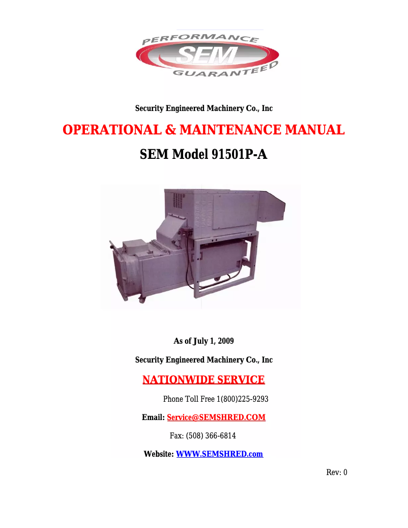 Page n°1 - Manuel utilisateur SEM 91501P-A