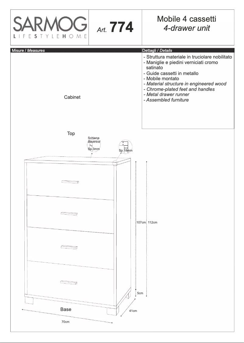 Image de la première page du manuel de l'appareil A774OLOL