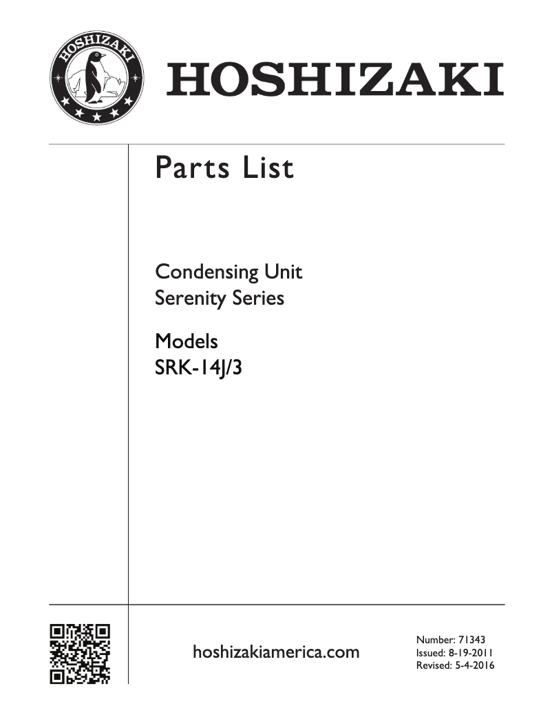 Page 1 de la notice Manuel utilisateur Hoshizaki SRK-14J