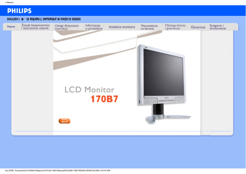 Page n°1 - Manuel utilisateur Philips 170B7CS